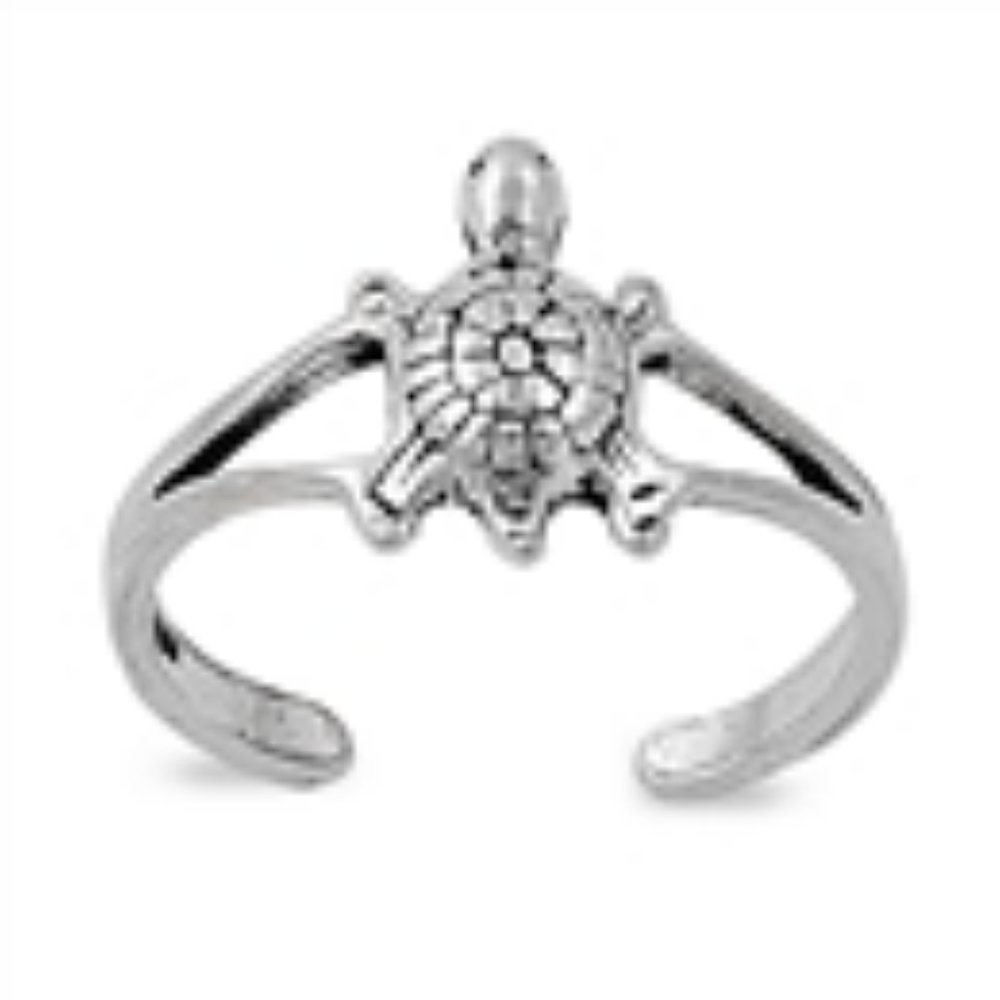 .925 Sterling Silver Turtle Toe Ring - image 1